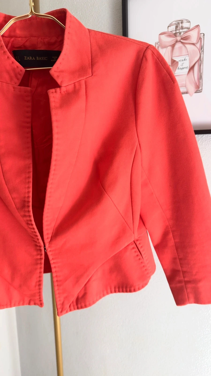 Mooie Korte Rode / Oranje Koraal Blazer 'Zara Basic' • L • TNC35 – photo 7